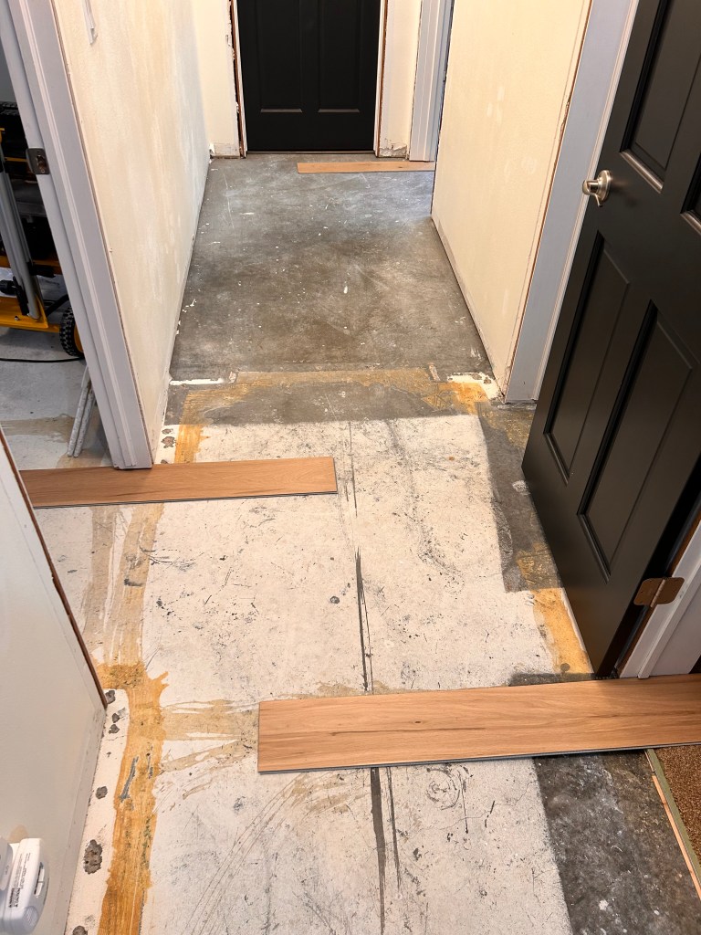 Basement hallway remodel, before